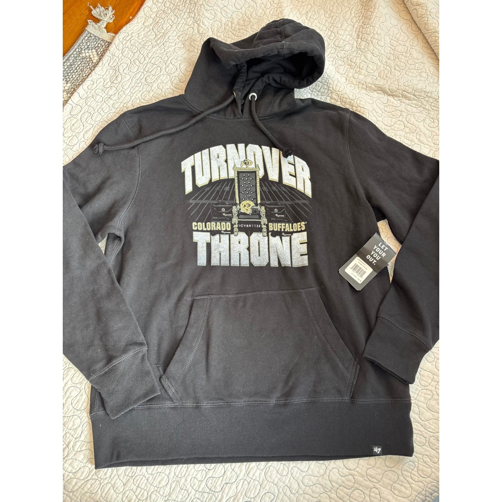 47 Brand Colorado Buffaloes Mens Turnover Throne Hoodie Pullover Size Large 66